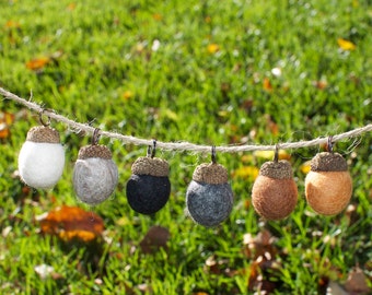 Cozy Woolen Acorn Ornaments, 6-Pack