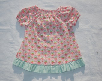Pink A-line Peasant Dress with Ruffle- ON SALE