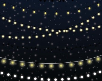 String Lights Clipart - Fairy Lights Clipart - Party Lights Clipart - Rustic Clipart - String ...