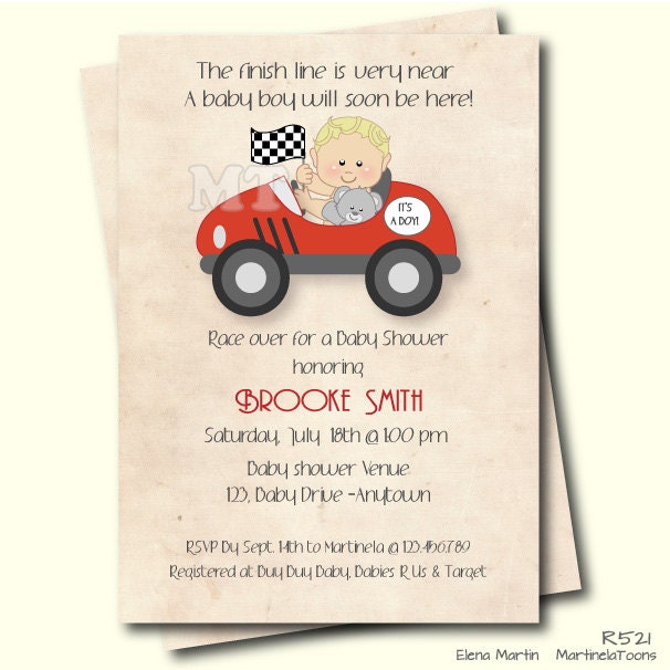 Race Car Baby Shower Invitations 2