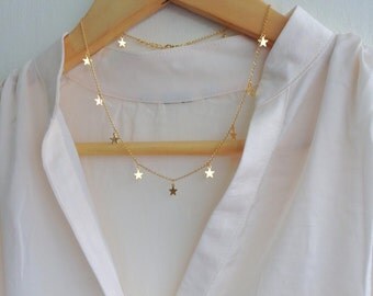 Stars Necklace, Gold Plated Necklace, Gold Dainty Jewelry, Cool Minimalistic Necklace, Astrology Jewelry, Modern Necklace