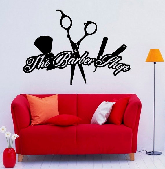 Barber Shop Wall Vinyl Decal Hairdressing Barber Tools Sticker