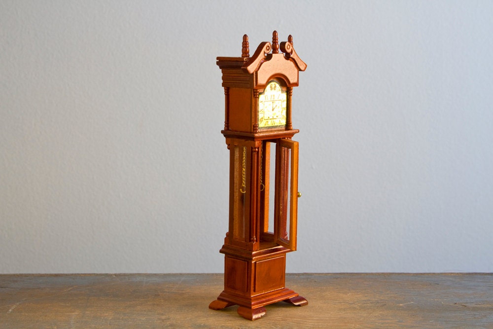 working miniature grandfather clock