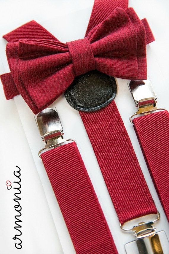 Bow Tie & Suspenders Set Red Suspenders and Bow Tie by armoniia