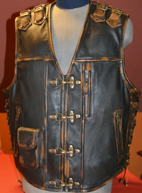 Handmade Biker vest Unique motorcycle vest genuine leather