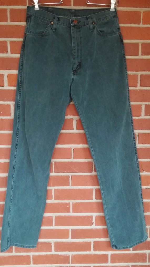 Vintage Wrangler Jeans Green Mens 34x36 by BrokenInVintage on Etsy