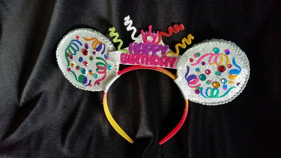 Sparkle Birthday mouse ears headband