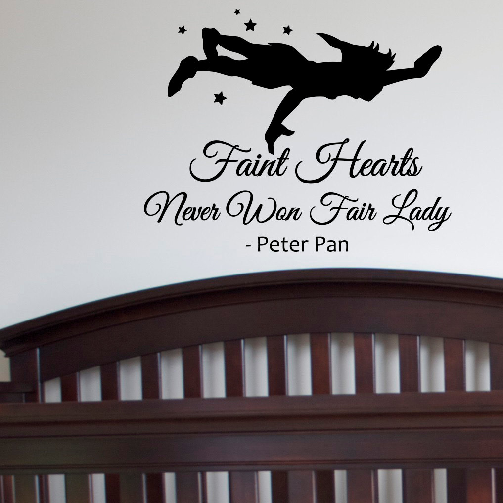 Peter Pan Shadow Wall Decal Quotes Faint Hearts by FabWallDecals