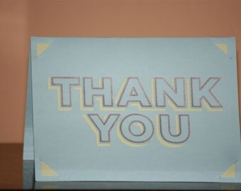 Thank You Card With Silver Block Letters - Pack of 5