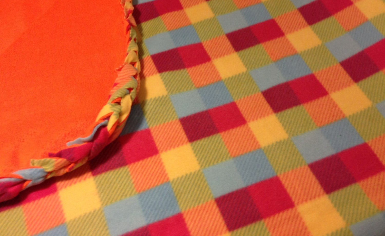 Braided Edge Fleece Blanket by GreyToOrange on Etsy