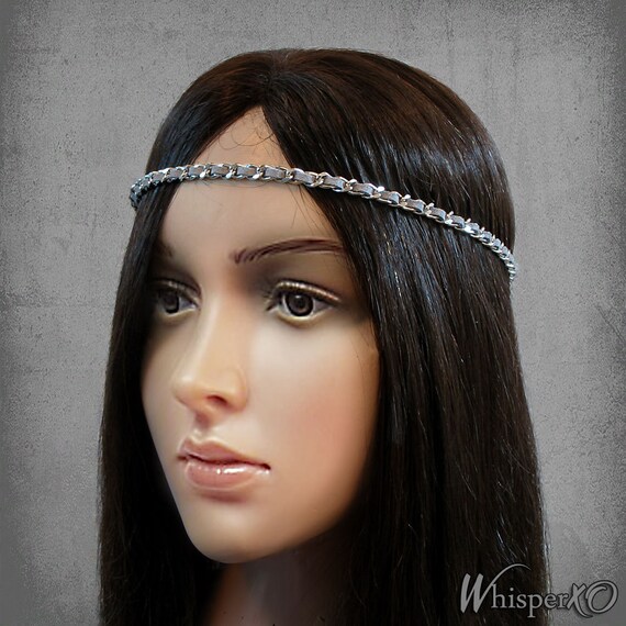 fabric chain headpiece silver chain headband by whisperxo fabric chain headpiece silver chain headband by whisperxo