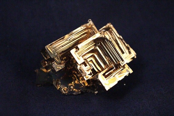 element bismuth table periodic and  Rare Elemental Grown Hand  Unique Gold Extra Bismuth Crystals