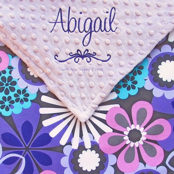 Gray and Lavender Baby Girl Blanket by southernsassypants on Etsy