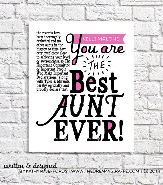 Aunt Gift Best Aunt Ever Print Personalized Aunt Gift From