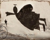 Paint Stencil Folk Angel Flying Flight Star Silhouette Christmas Holiday Primitive Mylar Vintage Style Celestial Veenas Mercantile