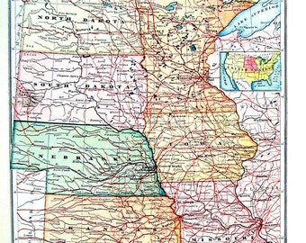 Map of Wisconsin Map of Wyoming US State Map 1947 Large