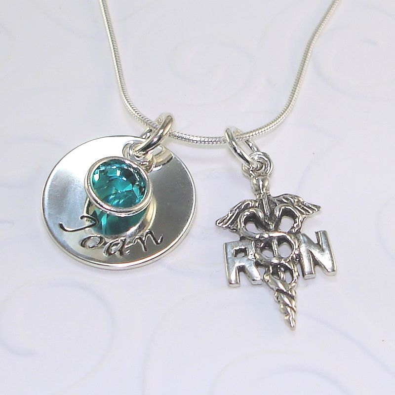 RN Nurse Necklace Personalized Jewelry Hand Stamped Sterling