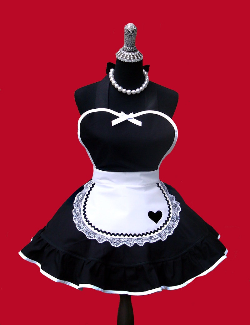Women's Apron French Maid Apron Apron Womens by OnceUponAPoodle
