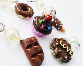 Chocoholics Anonymous - Five Handmade Stitch Markers - Fits 5.0mm (8 US) To 9.0 mm (13 US) - Limited Edition