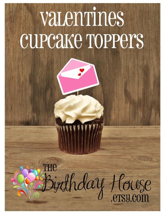 Valentines Day - Set of 12 Love Letter Cupcake Toppers by The Birthday House Il_570xn