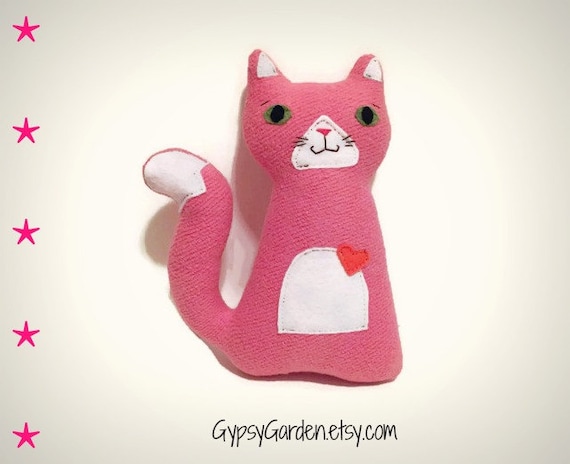 Items similar to Cute Cat plush toy - stuffed animal pink cat custom