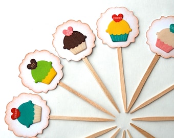 Heart Cupcake Sayings - Cupcake Toppers Food Picks