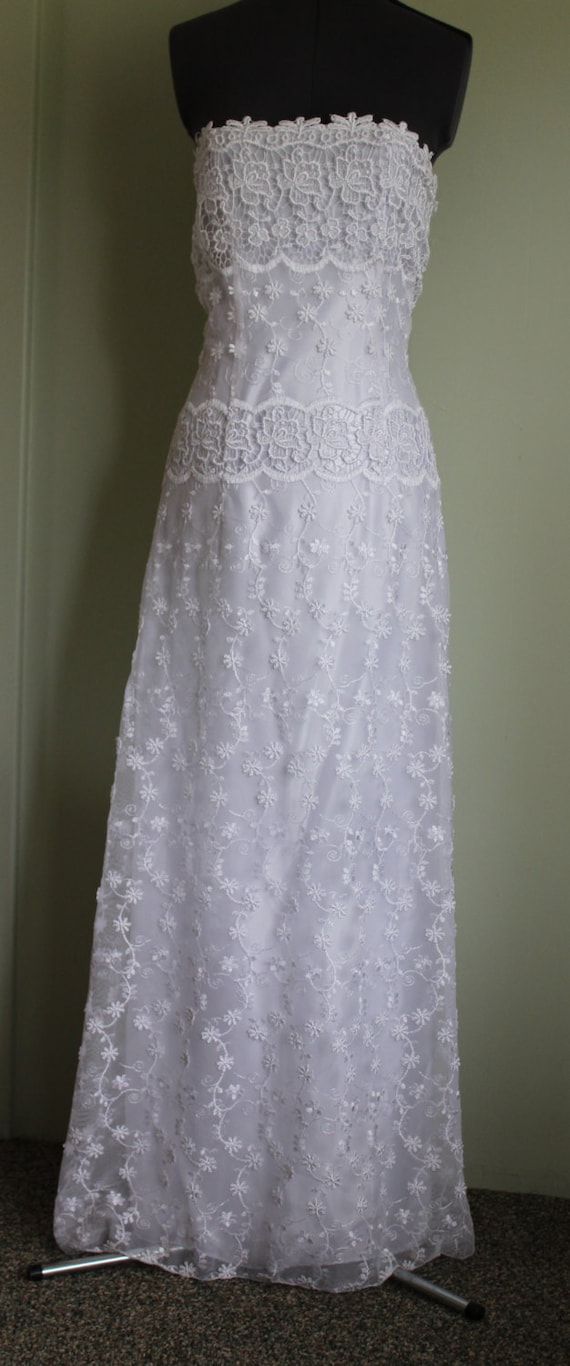 1990s Jessica McClintock Lace Wedding Dress Size 4