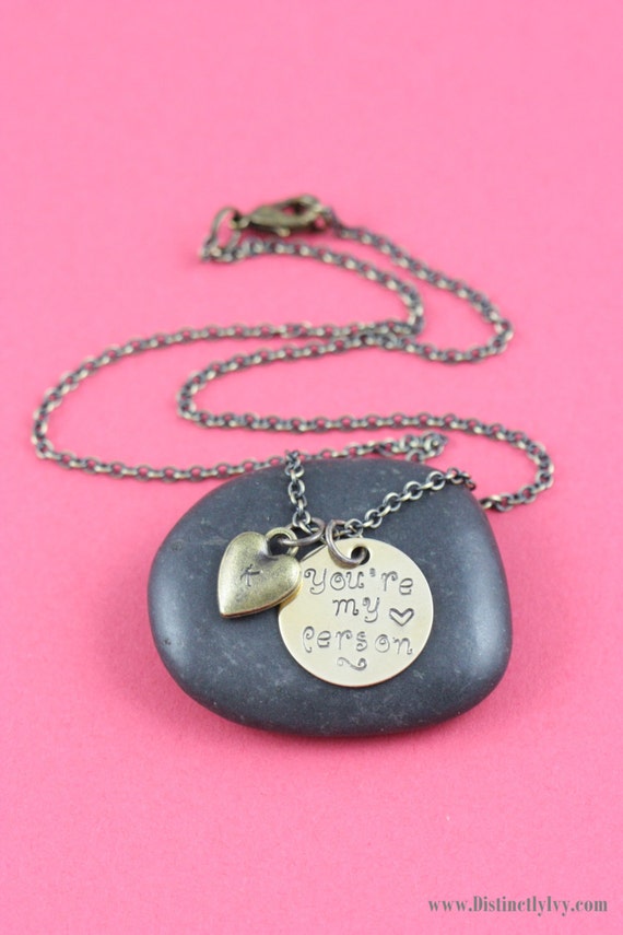 SALE You're My Person Brass Necklace by DistinctlyIvy on Etsy