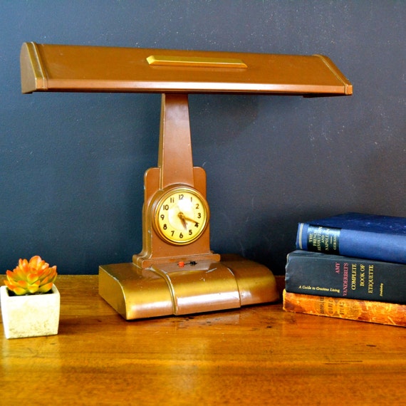 WORKING Vintage Litemaster Desk Lamp Clock Art Speciality Co