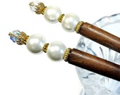 Pair, Pearl Wedding Hair Accessories, Hair Sticks, Hairsticks, White Pearls, Bridal