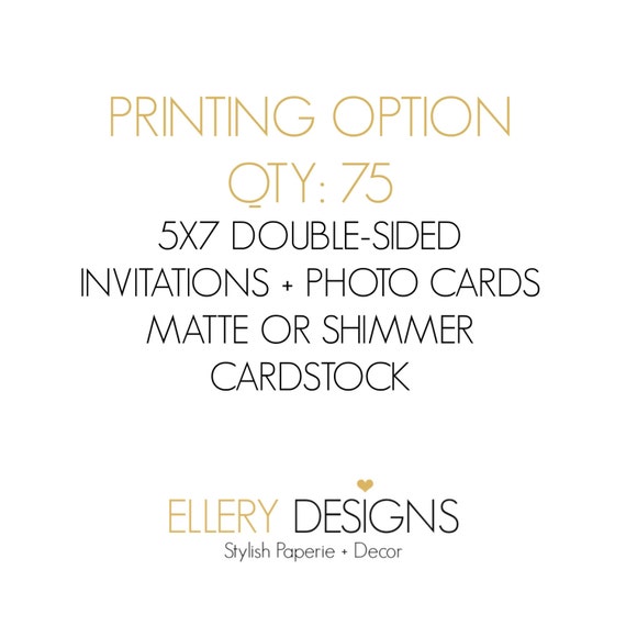 Add Professional Printing - QTY 75 - 5x7 Flat Card Invitations/Photo Cards DOUBLE-SIDED Il_570xn