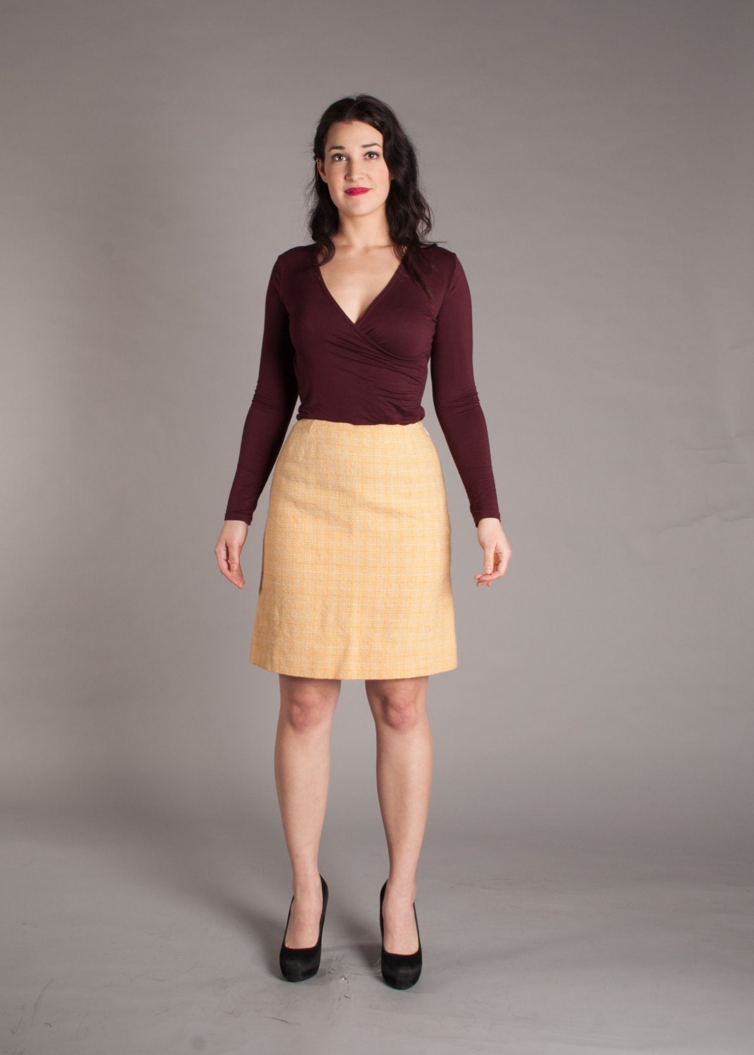 Vintage 1960s Tweed Skirt 60s Mini Skirt by concettascloset