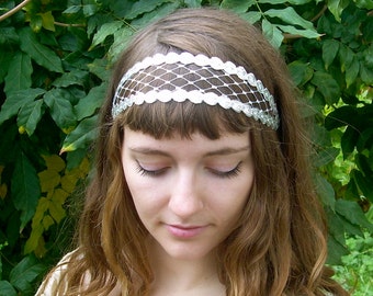 20's birdcage net headband, silver gatsby era headband, veil alternative, costume 1920's flapper or edwardian headband