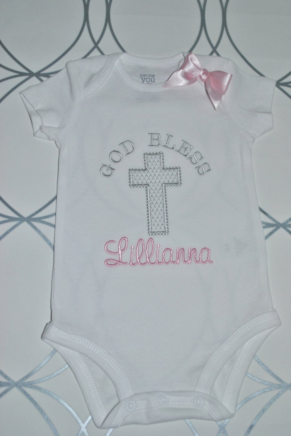 Baby Girl Christening Baptism Outfit Onesie Dress by evmodernbaby