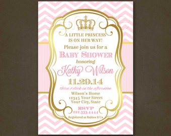 shower baby bingo pink gold and shower gold crown shower elegant invitation pink chevron and baby pink