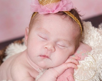 Newborn Crown,1st Birthday Crown, Baby headbands, Newborn Baby Crown, Baby crown headband,Princess Crown Headbnad, Glitter Crown Headband.