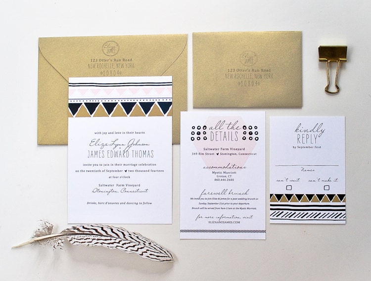 Eliza Wedding Invitation Collection Suite OnePaperHeart Stationary