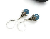Angelite Earrings, Blue Angelite Earrings, Free Domestic Shipping,  Stone Earrings, Silver Jewelry, Dangle