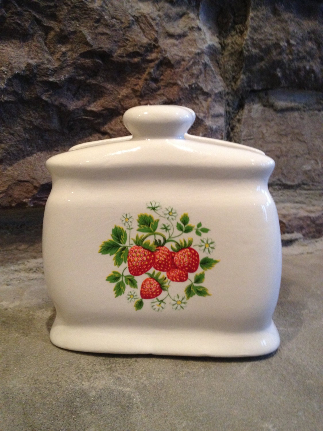 Vintage Strawberry Napkin Holder Ceramic Red Recipe Stand