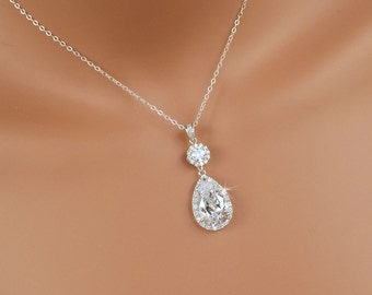 Crystal Bridal necklace, Crystal Wedding pendant, Wedding jewellery, Bridesmaid jewelry, Bridal jewelry, Swarovski, Cameron Necklace