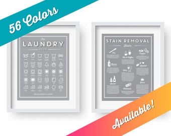Laundry room decor, SET, symbols and Stain Removal prints, laundry room sign, art, laundry room printable, wedding gift, housewarming gift