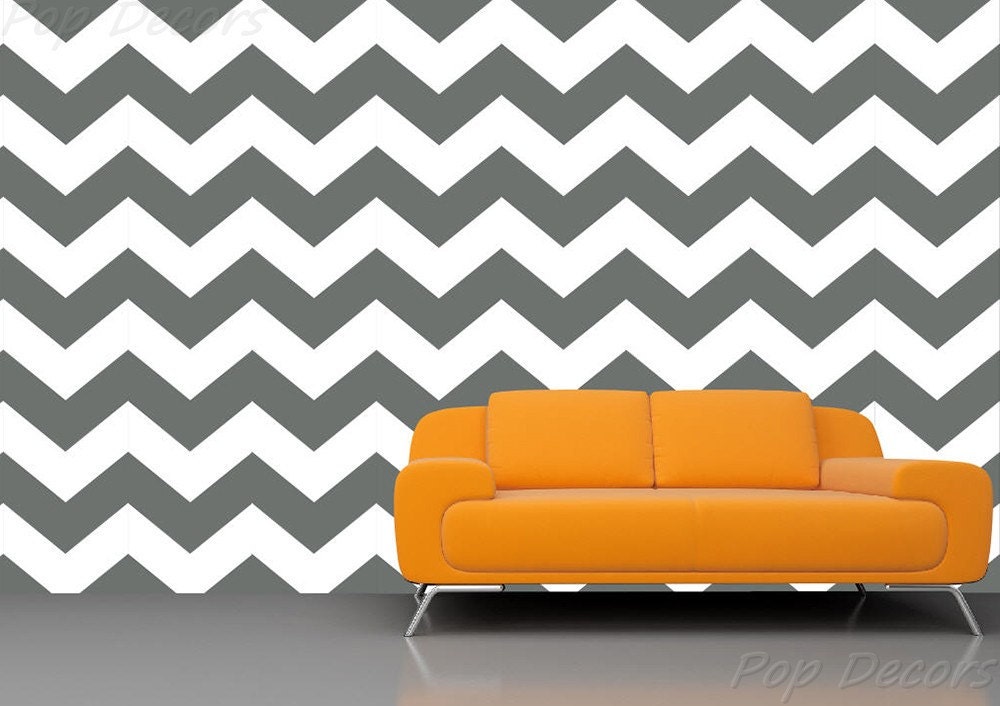 Chevron Wallpaper 01- Baby Boys Nursery ZigZag Wallpapers Removable Fabric Seamless Wall Decals Modern Office