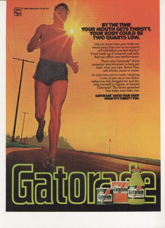 1980 Gatorade Advertisement 80s Thirst Quencher Jogging Energy