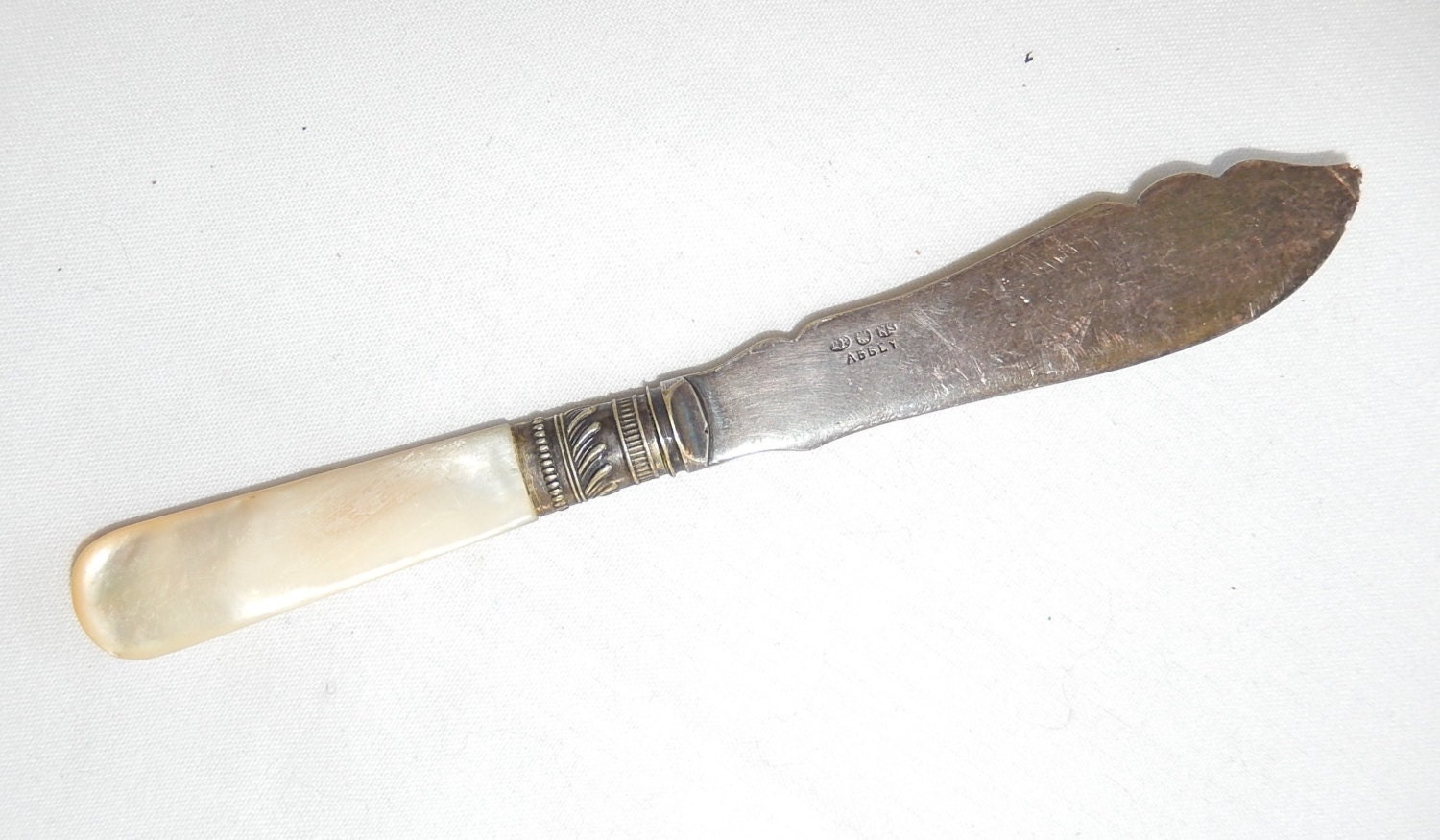Antique butter knife pearly handle engraved by VintageTreasuresRus