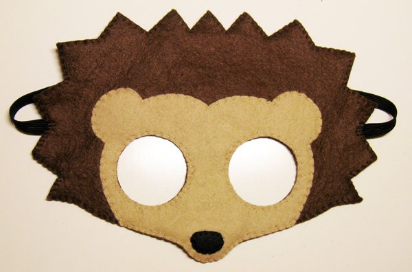 Hedgehog felt mask brown childrens animal costume