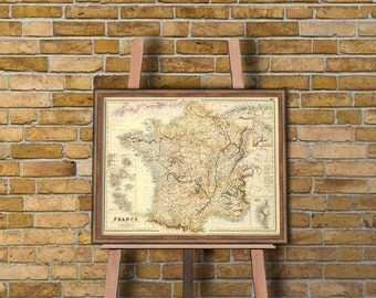 France map - Old map of France - Carte de la France - Old map by Fullarton - Giclee print