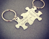 I love you always forever, Couples Keychains, Engagement gift, Wedding Gift, Puzzle piece keychains, couples gift ideas, Bridal Shower Gift