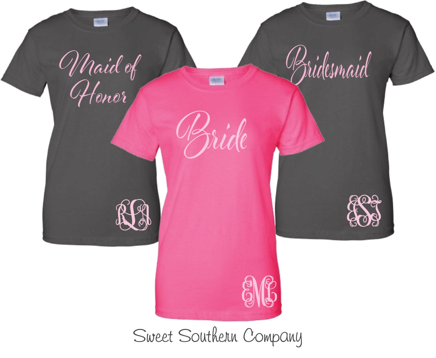 3 Personalized Bride and Bridesmaids Perfect Tshirts Great