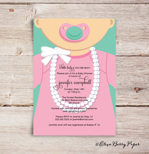 Little Lady Baby Shower Invitations