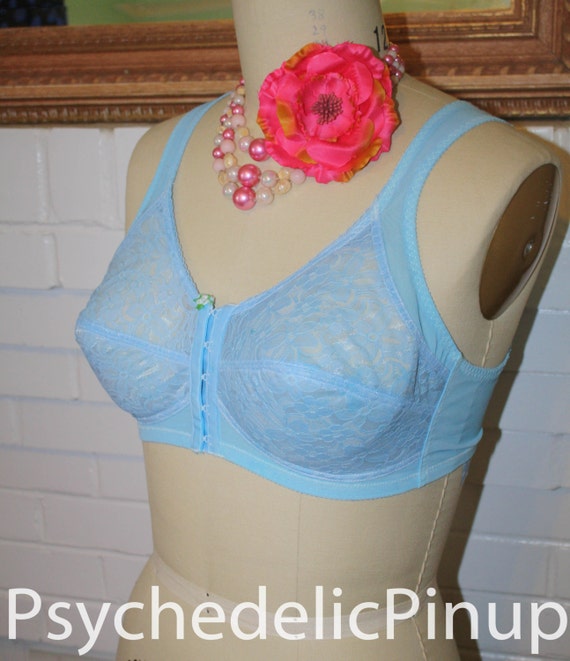 Light Blue Bullet Bra Sheer Lace Cups Back By Psychedelicpinup 